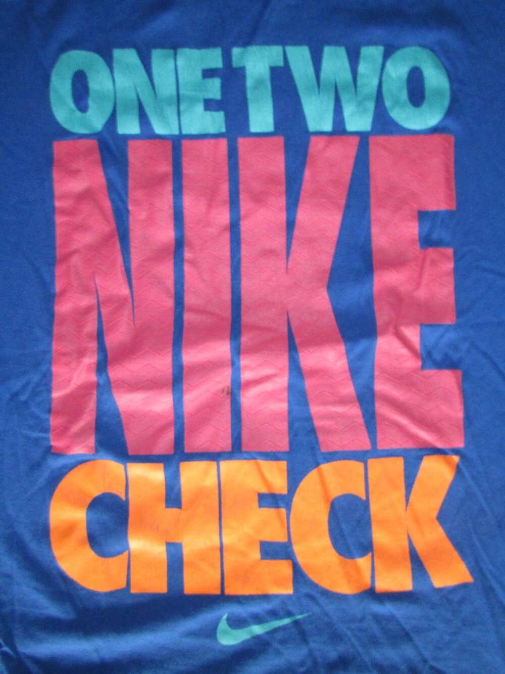 Nike Sportswear "One Two Nike Check" Graphic Tee - Distressed Style